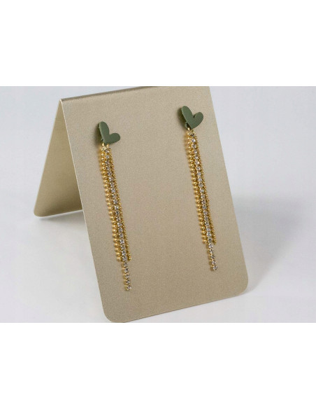 Kolczyki Zielone Serca nie uczulające Lolita Accessories srebrny sztyft 925