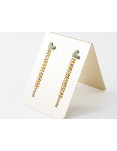 Kolczyki Zielone Serca nie uczulające Lolita Accessories srebrny sztyft 925