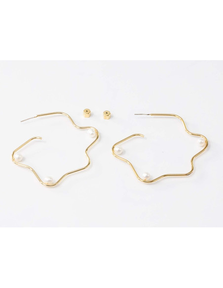 Kolczyki Koła z perłą nie uczulające Lolita Accessories srebrny sztyft 925