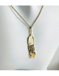 Naszyjnik CELEBRYTKA stal chirurgiczna ZŁOTE PIÓRKO PIÓRO 2