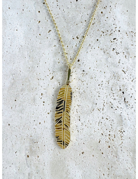 Naszyjnik CELEBRYTKA stal chirurgiczna ZŁOTE PIÓRKO PIÓRO