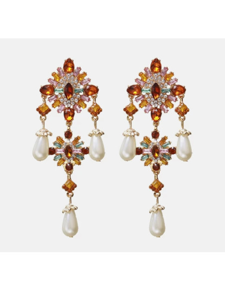 Kolczyki Vintage MAXI XL Kryształki Lolita Accessories Bogate