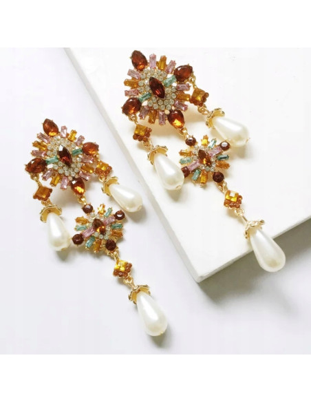 Kolczyki Vintage MAXI XL Kryształki Lolita Accessories Bogate