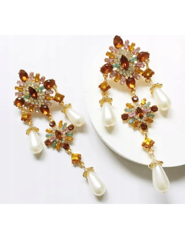 Kolczyki Vintage MAXI XL Kryształki Lolita...