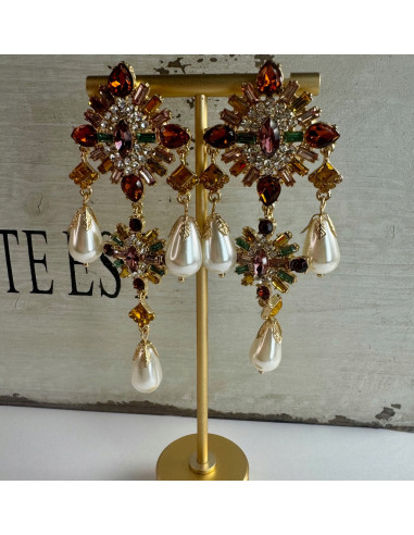 Kolczyki Vintage MAXI XL Kryształki Lolita...