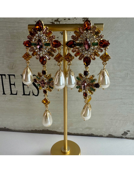 Kolczyki Vintage MAXI XL Kryształki Lolita Accessories Bogate