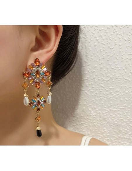 Kolczyki Vintage MAXI XL Kryształki Lolita Accessories Bogate