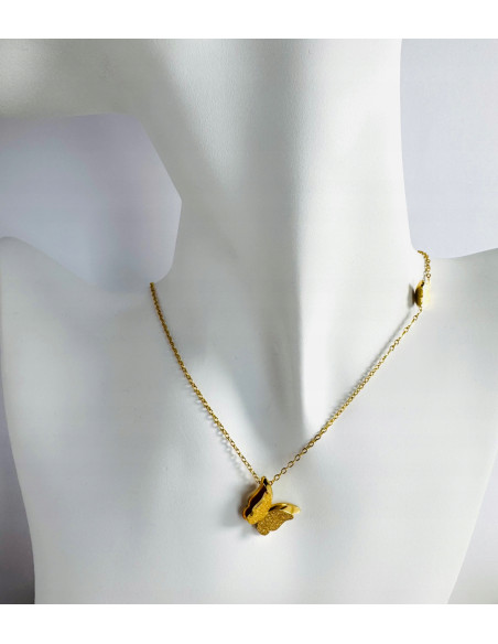 Naszyjnik CELEBRYTKA stal chirurgiczna ZŁOTY MOTYLEK MOTYL