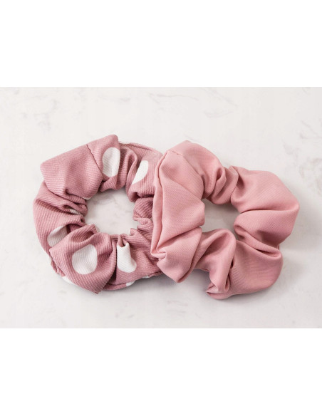 Gumka do włosów Scrunchie różowy Gumka do włosów w oplocie 2 sztuki