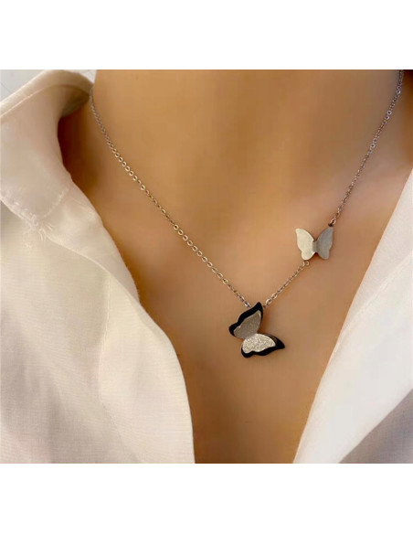 Naszyjnik CELEBRYTKA stal chirurgiczna SREBRNY MOTYLEK MOTYL