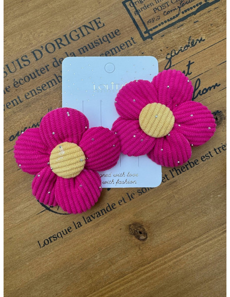 Zestaw 4 sztuki Gumki i spinki do włosów dla dziewczynki Kwiatki XXL SET