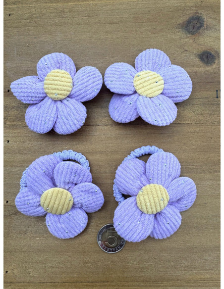 Zestaw 4 sztuki Gumki i spinki do włosów dla dziewczynki Kwiatki XXL SET