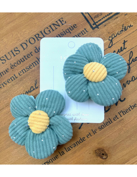 Zestaw 4 sztuki Gumki i spinki do włosów dla dziewczynki Kwiatki XXL SET