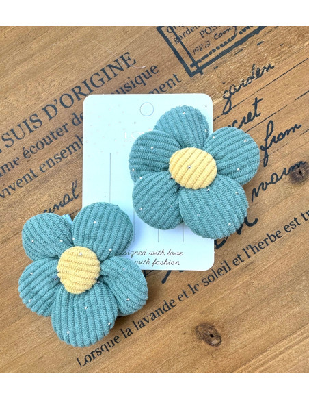 Zestaw 4 sztuki Gumki i spinki do włosów dla dziewczynki Kwiatki XXL SET