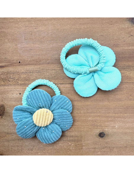 Zestaw 4 sztuki Gumki i spinki do włosów dla dziewczynki Kwiatki XXL SET