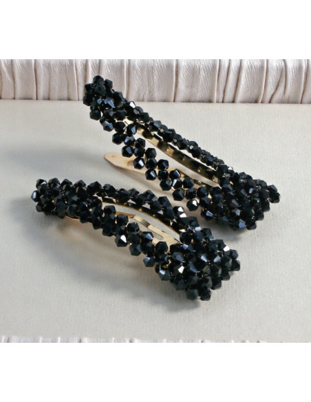 Spinki do włosów kryształki Lolita Accessories 2 sztuki Wieczorowe CZARNE