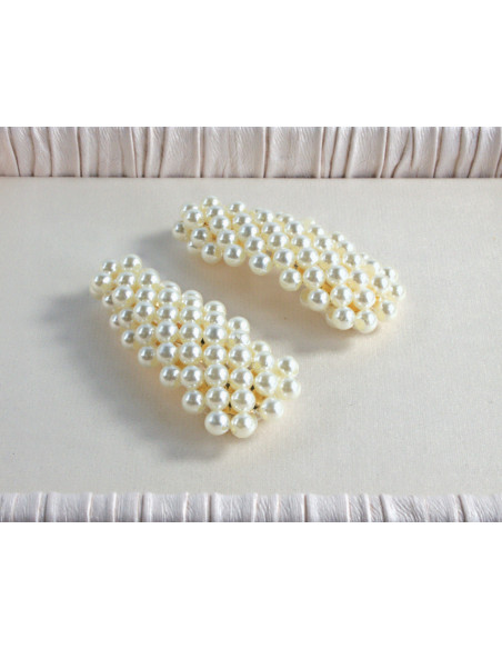 Spinki do włosów ECRU PEREŁKI Lolita Accessories 2 sztuki Wieczorowe