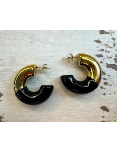 Kolczyki DMUCHANE CZARNO- ZŁOTEkoła STAL NIERDZEWNA...