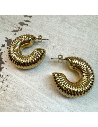 Kolczyki DMUCHANE złote koła STAL NIERDZEWNA...