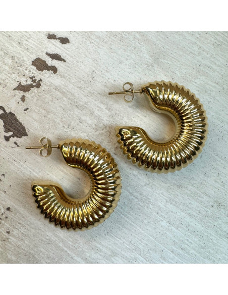 Kolczyki DMUCHANE złote koła STAL NIERDZEWNA Lolita Accessories