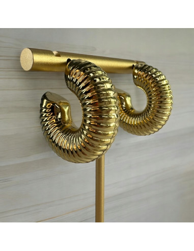 Kolczyki DMUCHANE złote koła STAL NIERDZEWNA...