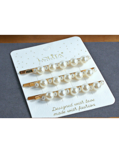 WSUWKI do włosów białe ecru z perełkami Lolita...