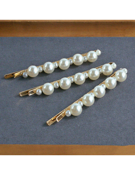 WSUWKI do włosów białe ecru z perełkami Lolita Accessories 3 sztuki