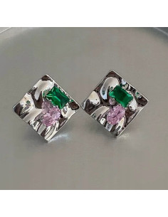 Kolczyki KWADRATY Z KAMIENIAMI Lolita Accessories srebrny...