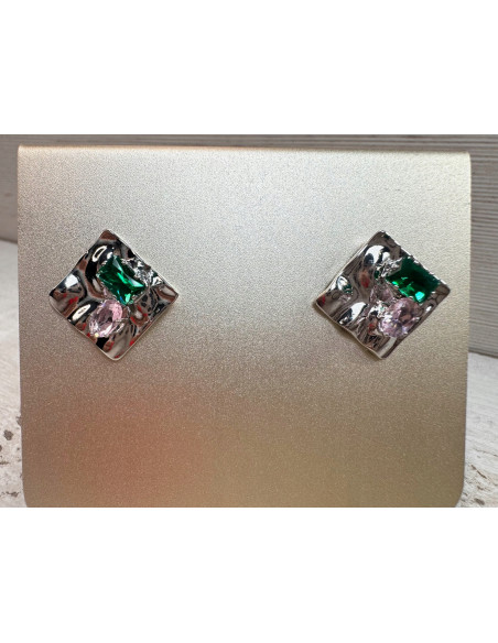 Kolczyki KWADRATY Z KAMIENIAMI Lolita Accessories srebrny sztyft 925