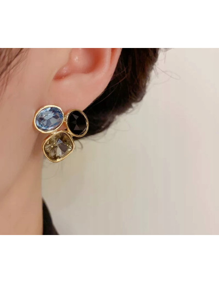 Kolczyki POZŁACANE Z KAMIENIAMI Lolita Accessories srebrny sztyft 925