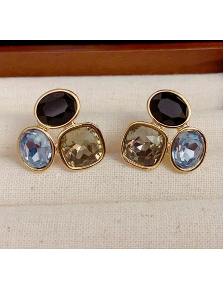 Kolczyki POZŁACANE Z KAMIENIAMI Lolita Accessories srebrny sztyft 925