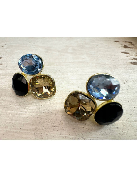 Kolczyki POZŁACANE Z KAMIENIAMI Lolita Accessories srebrny sztyft 925