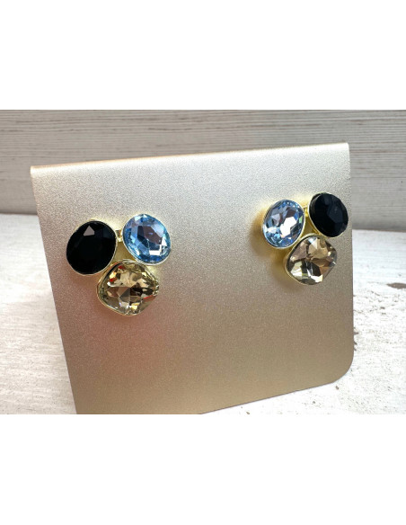 Kolczyki POZŁACANE Z KAMIENIAMI Lolita Accessories srebrny sztyft 925