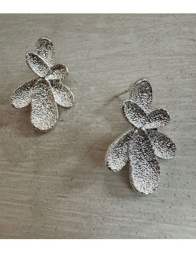 Kolczyki SREBRNE SZCZOTKOWANE Kwiatki Lolita...