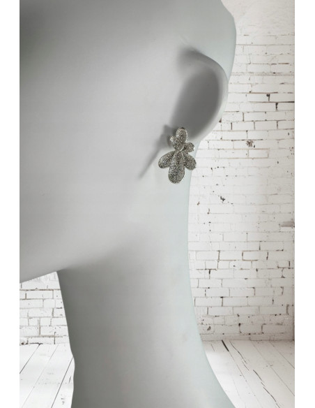 Kolczyki SREBRNE SZCZOTKOWANE Kwiatki Lolita Accessories srebrny sztyft 925