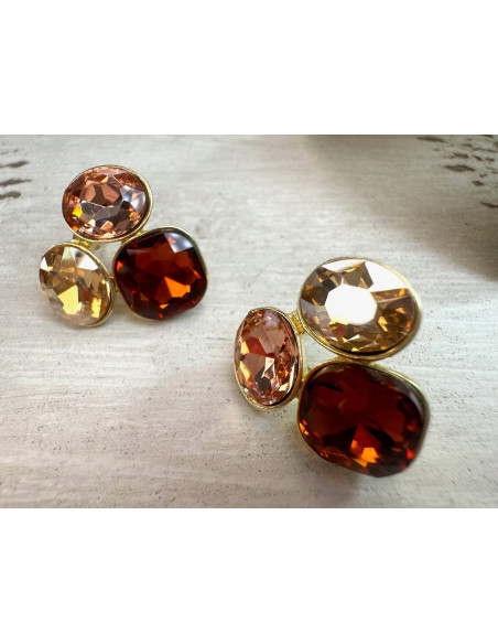 Kolczyki POZŁACANE Z KAMIENIAMI Lolita Accessories srebrny sztyft 925