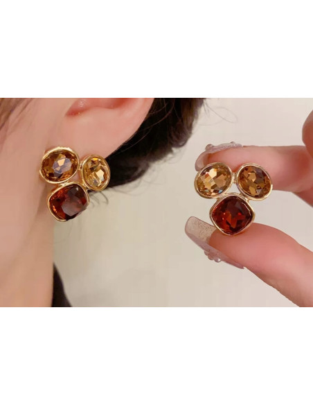 Kolczyki POZŁACANE Z KAMIENIAMI Lolita Accessories srebrny sztyft 925