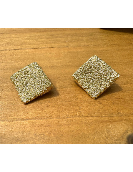 Kolczyki Złote SZCZOTKOWANE KWADRATY Lolita Accessories srebrny sztyft 925