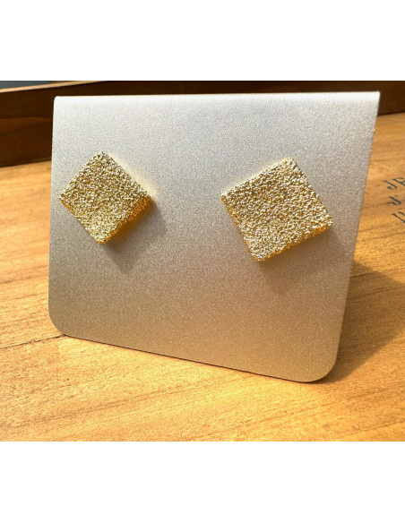 Kolczyki Złote SZCZOTKOWANE KWADRATY Lolita Accessories srebrny sztyft 925