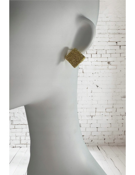 Kolczyki Złote SZCZOTKOWANE KWADRATY Lolita Accessories srebrny sztyft 925