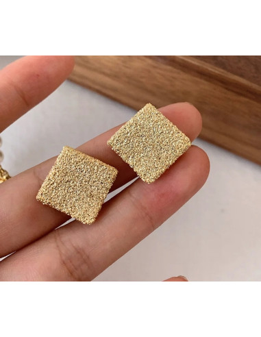 Kolczyki Złote SZCZOTKOWANE KWADRATY Lolita...