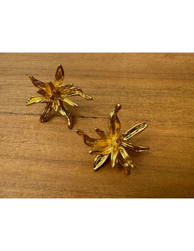 Kolczyki Złote 3D Kwiatki KWIATY Lolita...