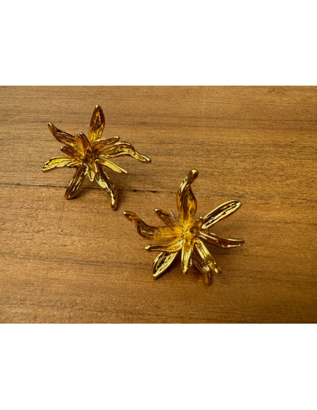 Kolczyki Złote 3D Kwiatki KWIATY Lolita Accessories srebrny sztyft 925