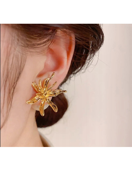 Kolczyki Złote 3D Kwiatki KWIATY Lolita Accessories srebrny sztyft 925