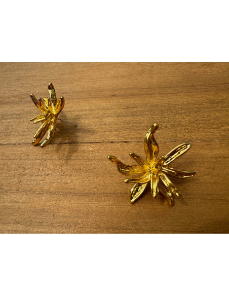 Kolczyki Złote 3D Kwiatki KWIATY Lolita Accessories srebrny sztyft 925