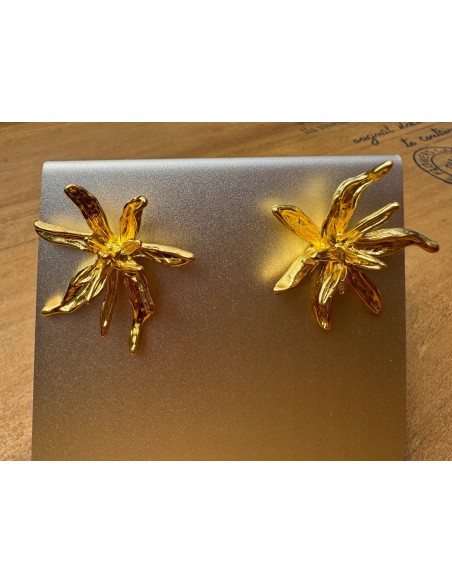 Kolczyki Złote 3D Kwiatki KWIATY Lolita Accessories srebrny sztyft 925