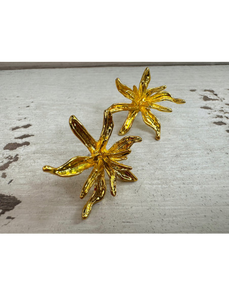 Kolczyki Złote 3D Kwiatki KWIATY Lolita Accessories srebrny sztyft 925