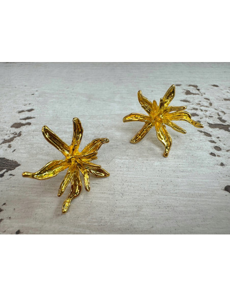 Kolczyki Złote 3D Kwiatki KWIATY Lolita Accessories srebrny sztyft 925