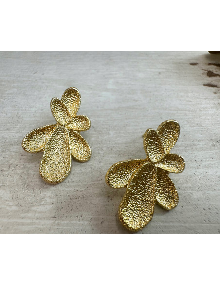 Kolczyki Złote "SZCZOTKOWANE" Kwiatki Lolita Accessories srebrny sztyft 925