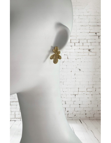 Kolczyki Złote "SZCZOTKOWANE" Kwiatki Lolita...